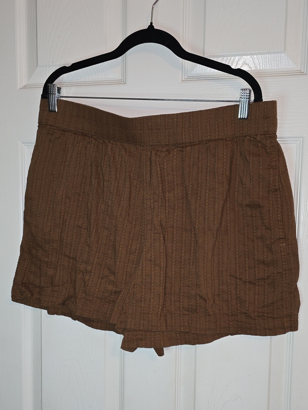 Three Dots Chocolate‎ Brown High-Waist Textured Shorts
